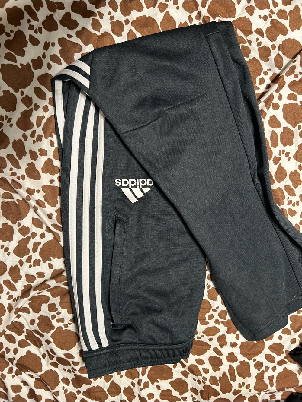 adidas Black Joggers with White Side Stripes